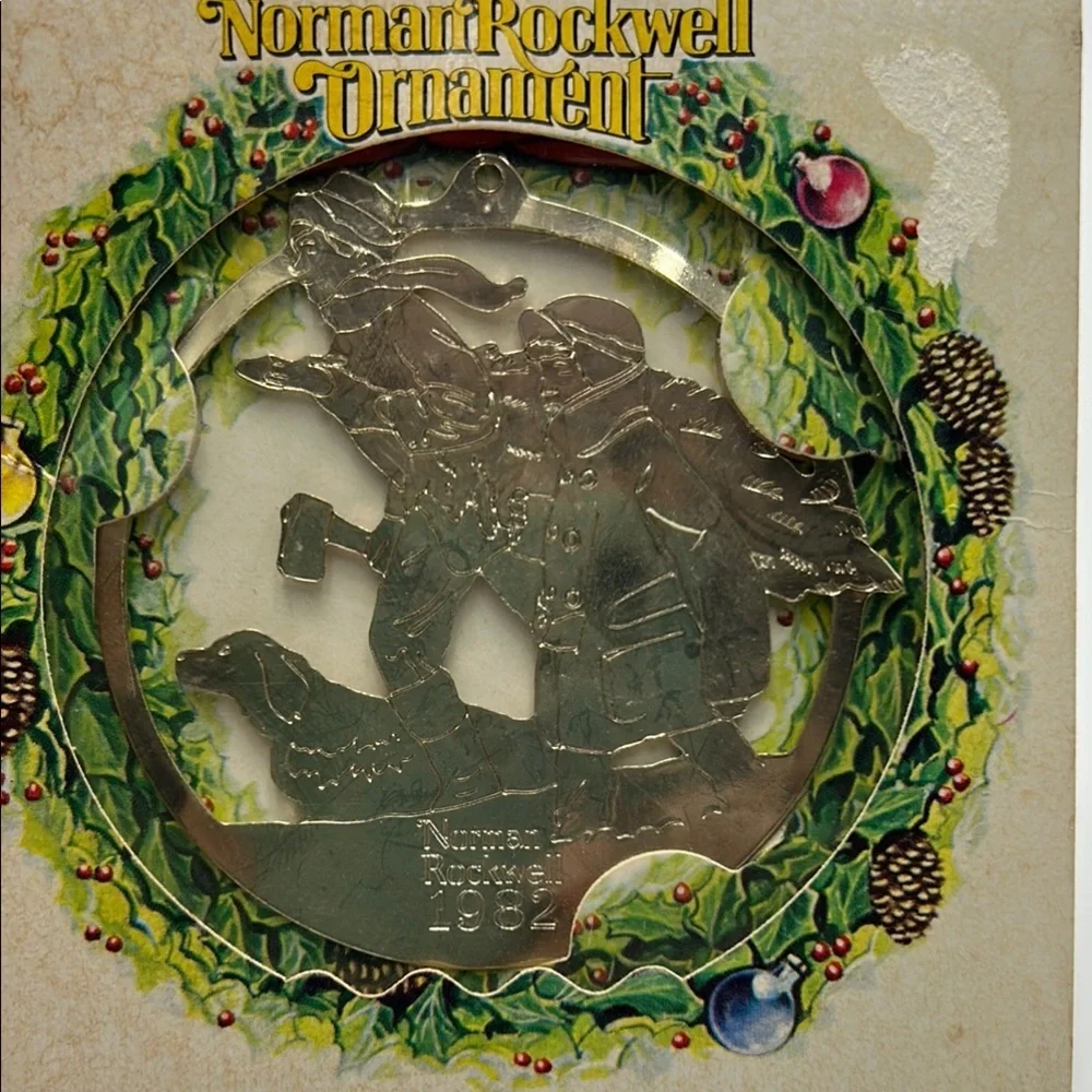 VTG 1982 McDonalds Norman Rockwell Christmas Ornament Coca Cola Gold Finish New